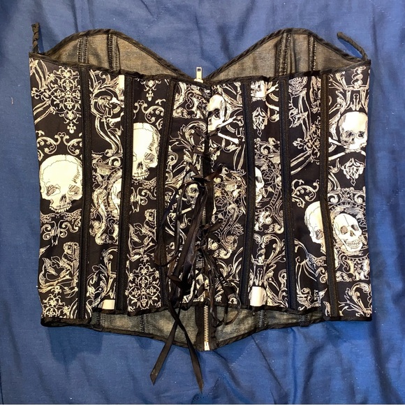 ☠️Intimate Attitudes Skull Corset Size XL Sexy Lingerie EUC☠️ - Picture 2 of 4